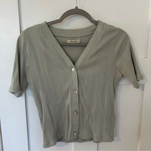 Madewell green short sleeve cardigan and tank set